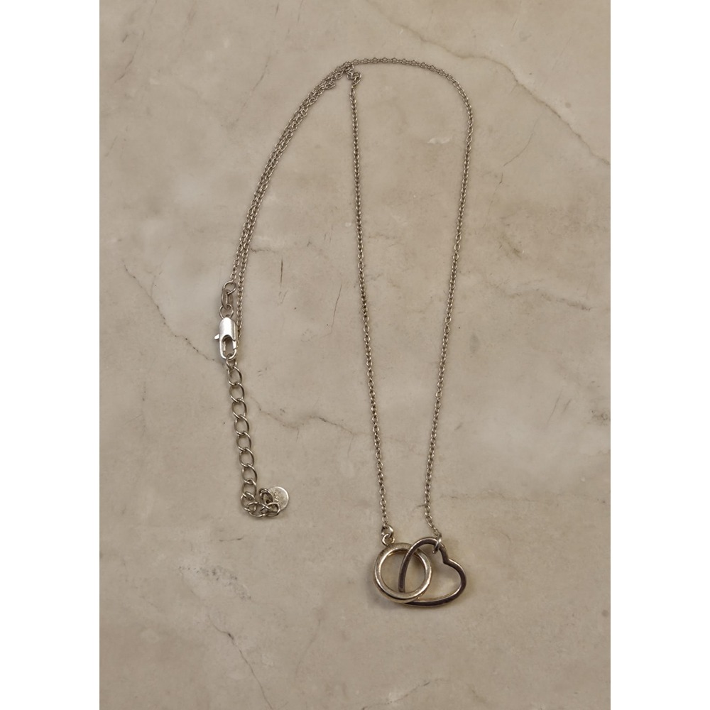 Vintage Sterling Silver Open Heart‎ Love Necklace Adjustable 19.5-21.5" - Picture 4 of 7